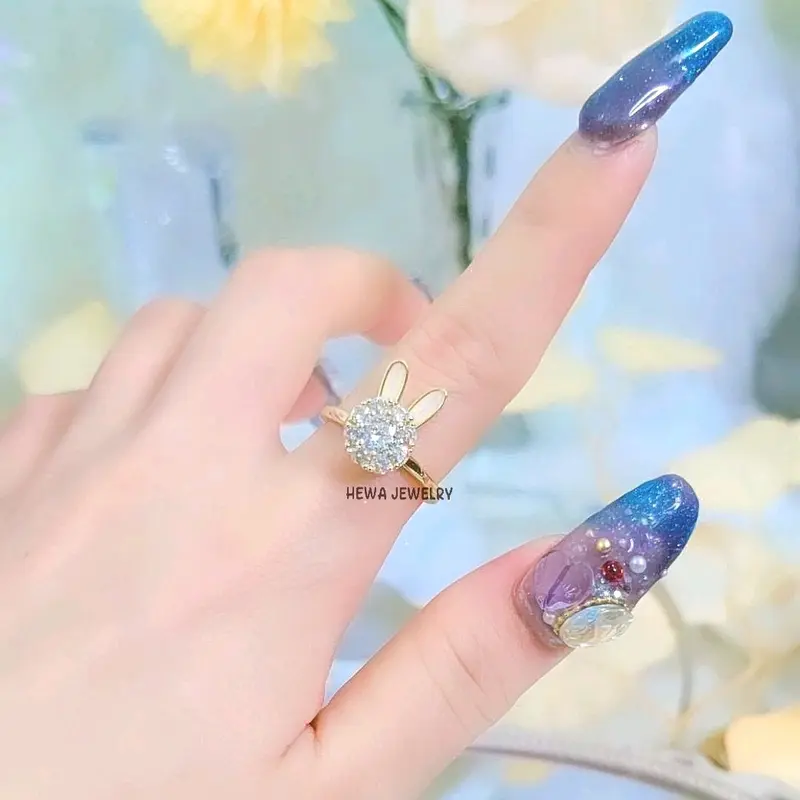 HEWA - LEVY RING - eu0 Cincin Kelinci Putar Full Mata Gaya Modis Korea Fashionable 0