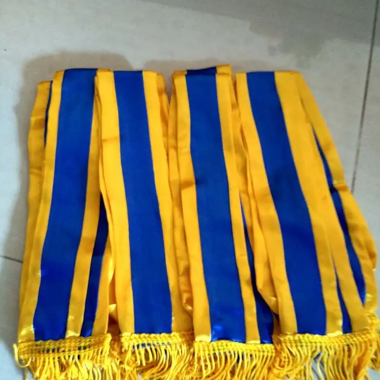 Kalung Wisuda SAMIR dengan Logo Kuningan atau Akrilik - Panjang 120cm - Hijau, Putih, Biru, Hitam 1