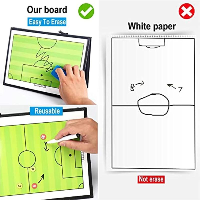 Portable Football Marker Board, 1 Set Magnetic Foldable Football Coaching Board Kit Including  Magnetic Board, Marker Pen & Zipper Bag, Soccer Training Coach Board, Football Auxiliary Equipment 4