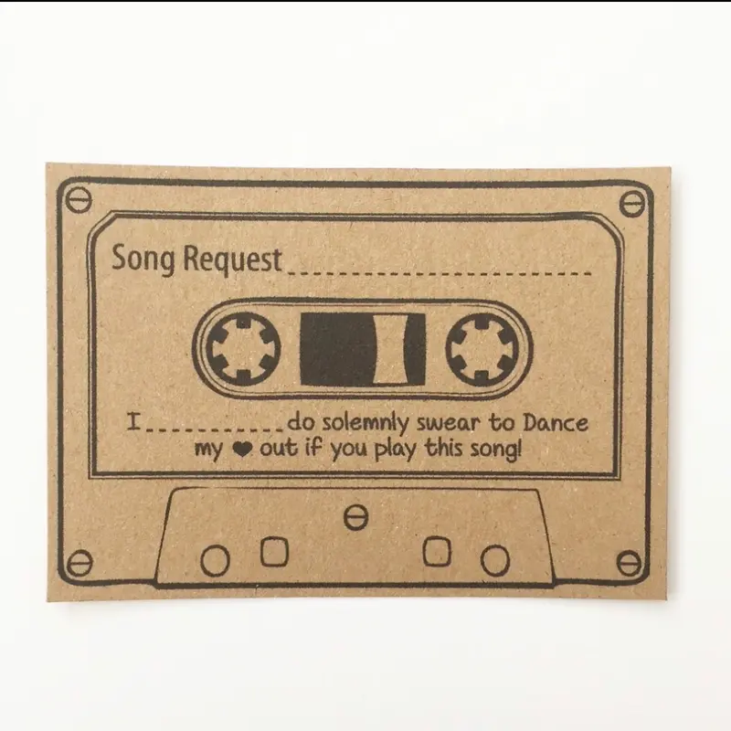 Wedding Song Request Cards Brown Kraft Vintage Retro Games Shabby Chic 1