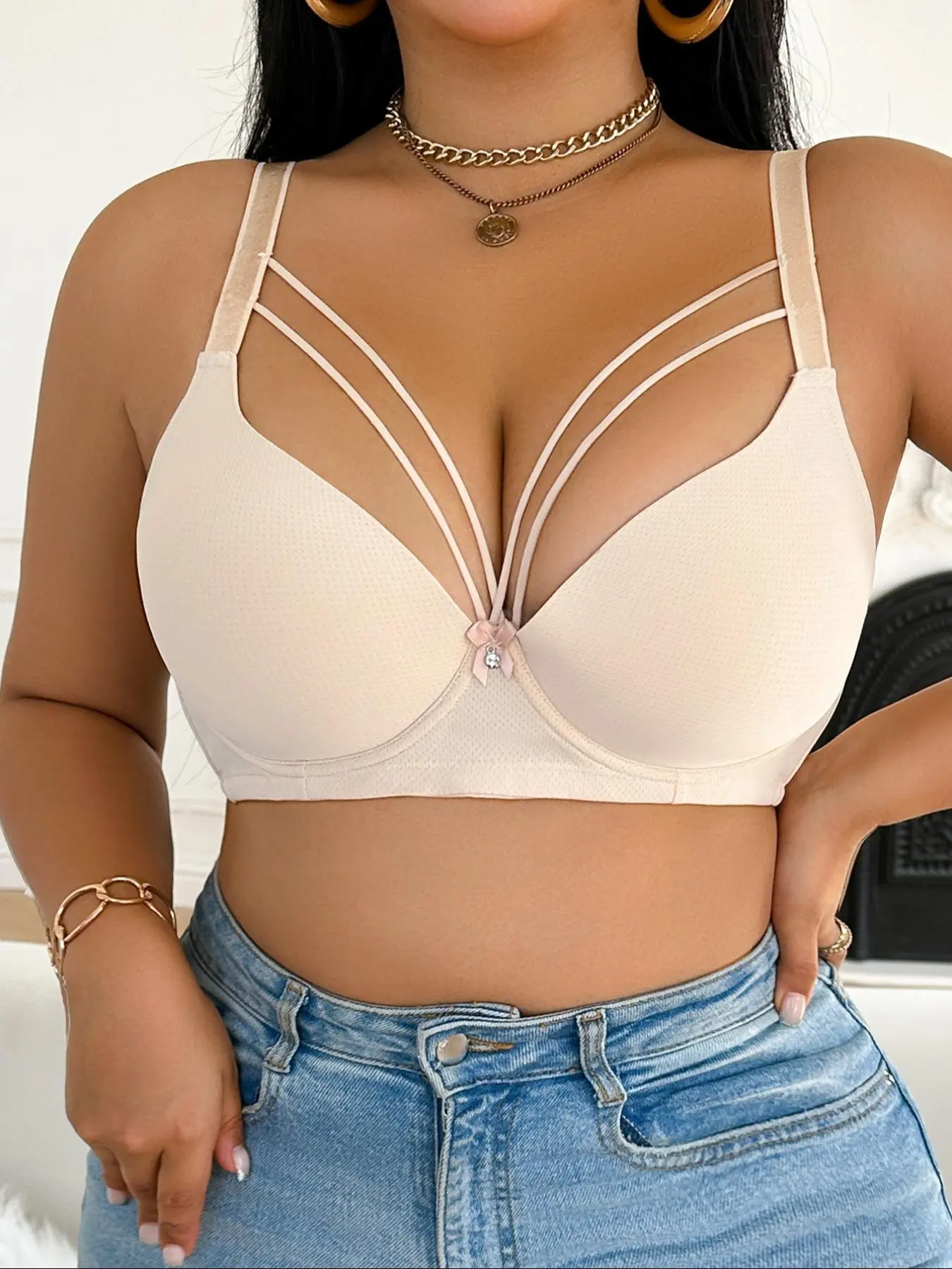 【Plus Size】 Solid Color Underwire Bra, Casual Comfy Breathable Bra for Daily Wear, Women's Plus Size Lingerie for All Seasons