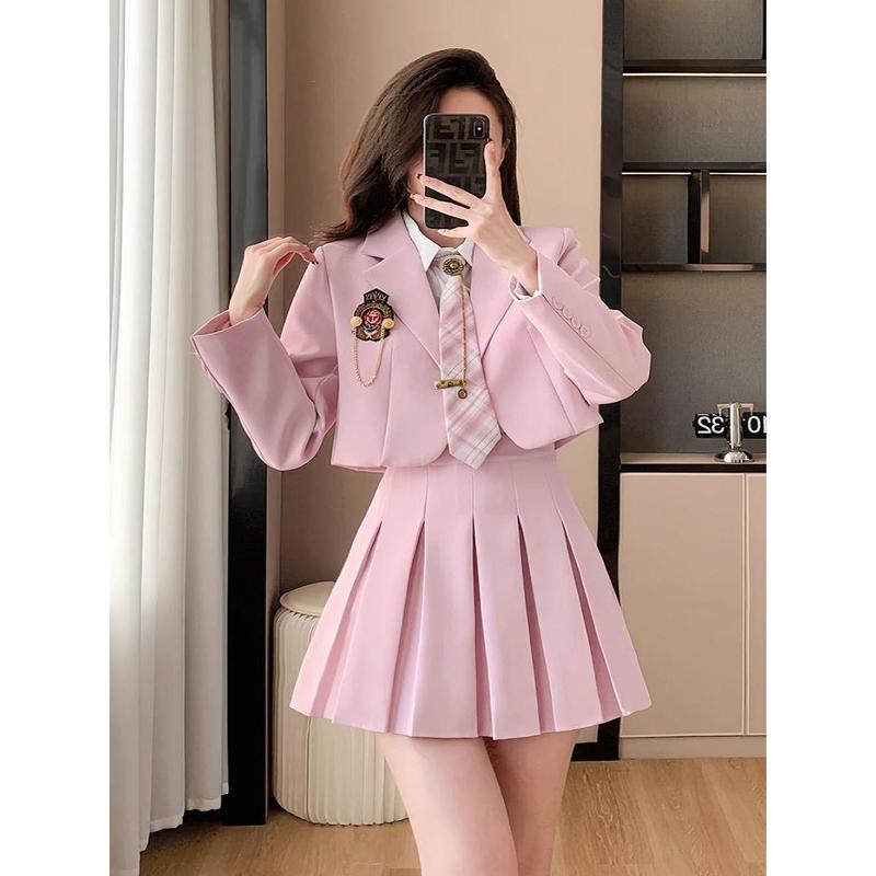 Bộ Đồ Phong Cách Preppy Hàng Mới Về Năm 2024, Dành Cho Nữ, Thích Hợp Cho Trang Phục Nữ Truyện Tranh Hàn Quốc Trẻ Trung, Chân Váy Xếp Ly JK, Bộ Ba Mảnh 5