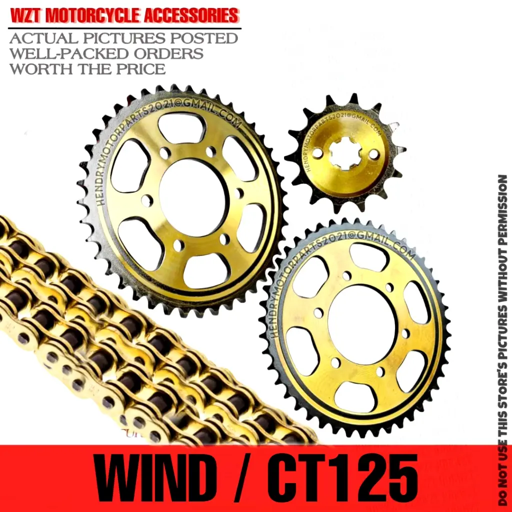 WIND 125 / CT 125 / RKS 150 GOLD CHAIN AND SPROCKET SET (14/42T&14T/45T ...