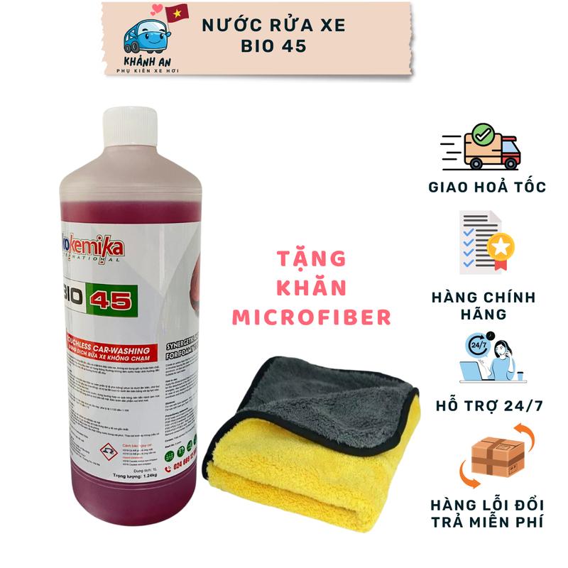 Nước rửa xe Dung dịch rửa xe không chạm kết hợp dưỡng bóng Ô tô xe máy Ekokemika Bio 45 - 1 Lít . Tặng 1 khăn lau xe Microfiber