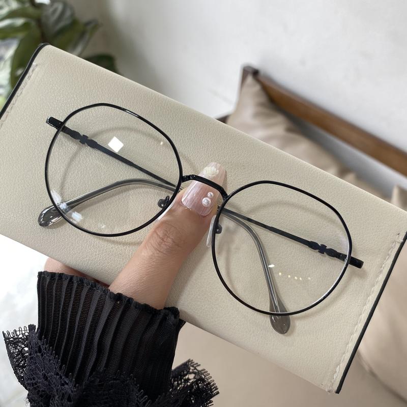 Gọng kính cận nữ nam mắt kính không độ chống ánh sáng xanh và tia UV kính mắt tròn phong cách Hàn Quốc 077