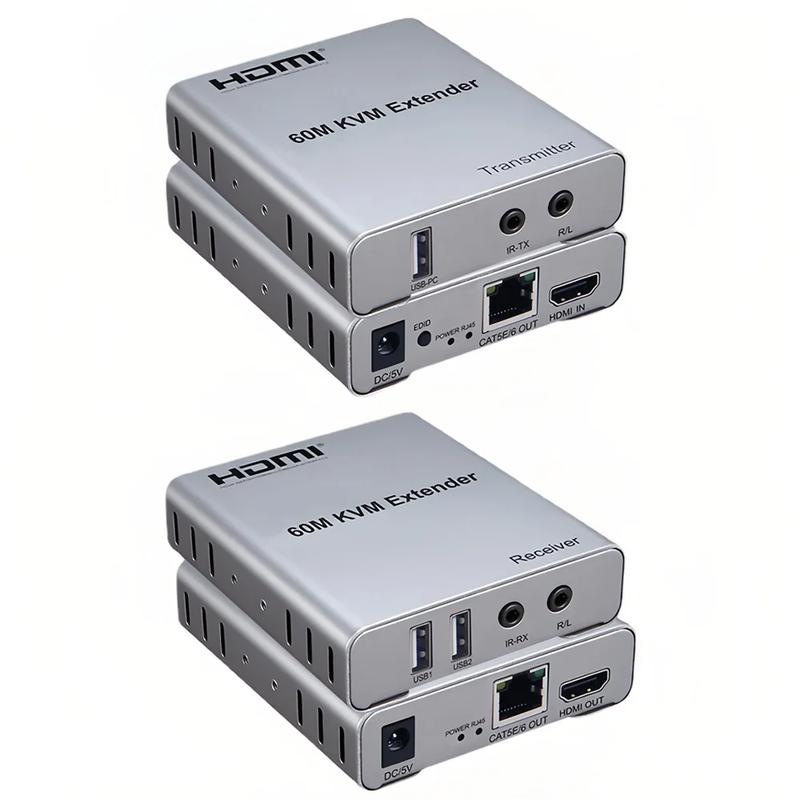 Product Introduction of 60M USB KVM HDMI Extender 1080P over CAT5e Cat6 RJ45 Ethernet Cable Audio Video Transmitter Receiver Signal Extension Converter 27