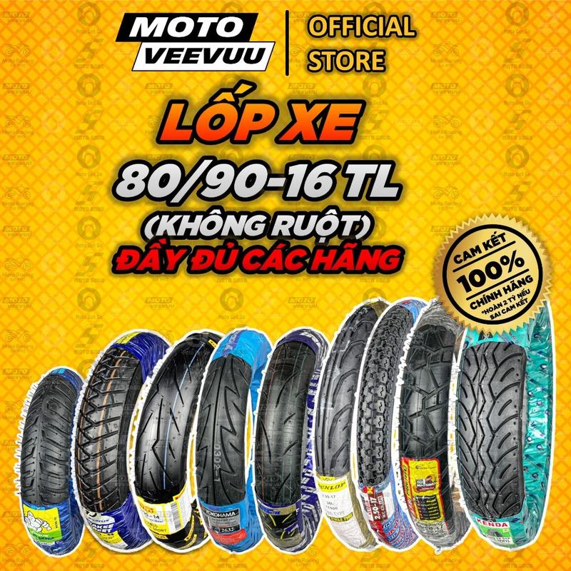 [MTVV] Vỏ lốp xe máy xe size 80/90-16 TL TẤT CẢ CÁC HÃNG 80 90 16 KHÔNG RUỘT<END> 0