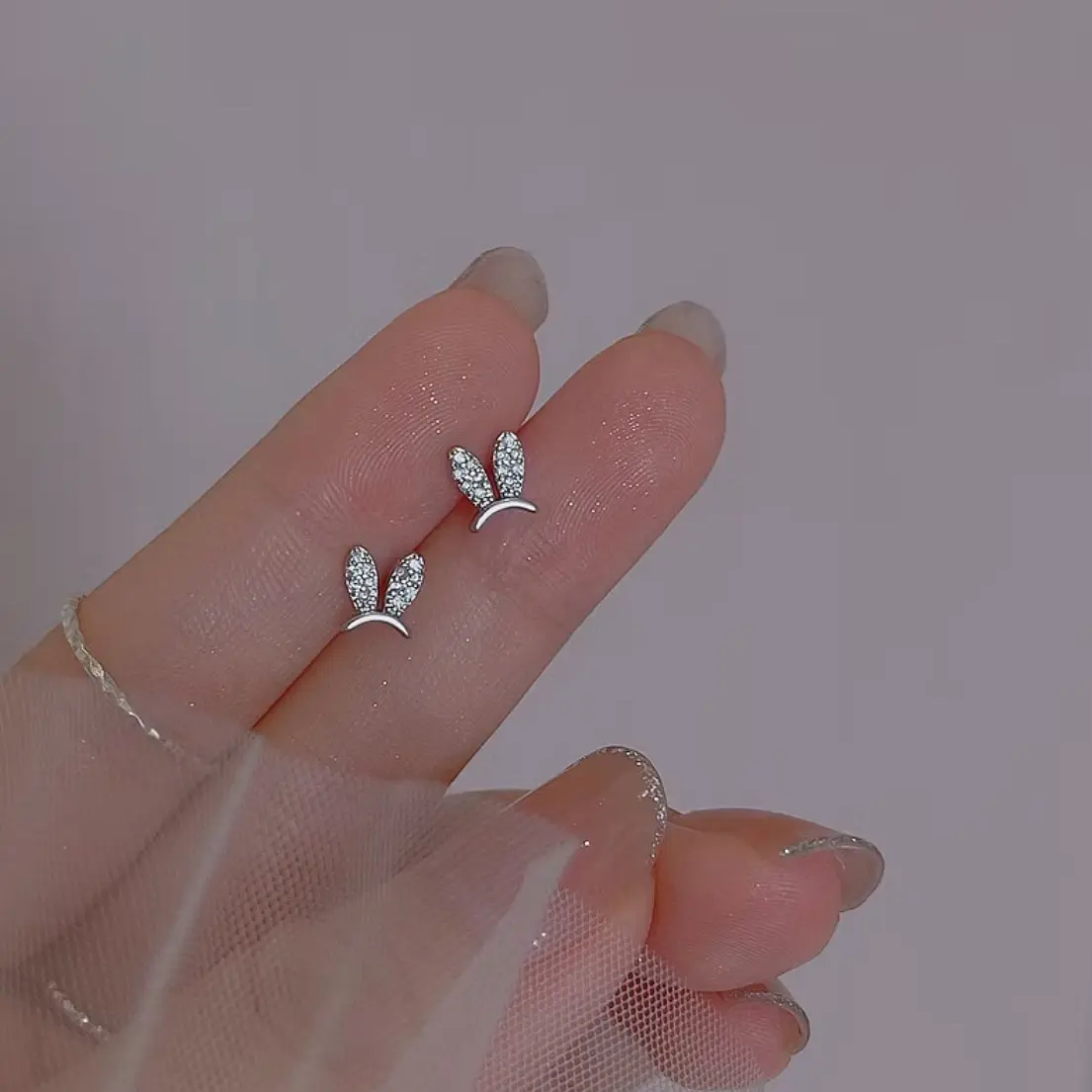 [049] Bông tai bạc hình tai thỏ SolSilver