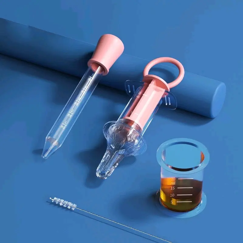 [Kèm hộp đựng]Bơm silicon mềm, an toàn, chống sặc cho bé uống thuốc, bón nước, bón sữa dạng núm ti, bộ 5 chi tiết