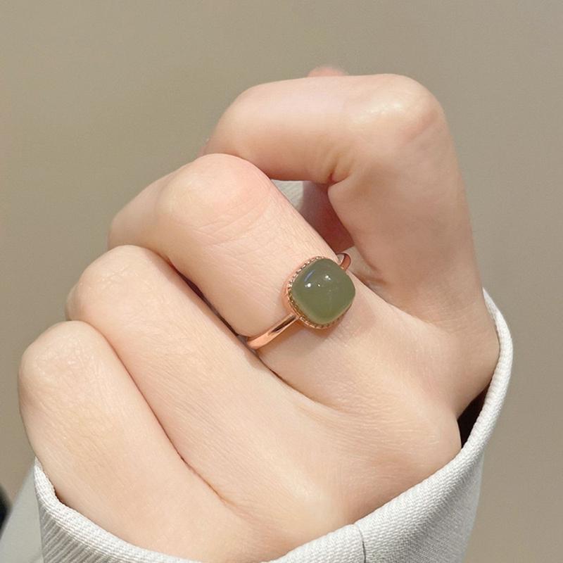 New Chinese Style Jade Ring, Female Niche Design, Fashionable Ring, Open Mouth Bracelet 0