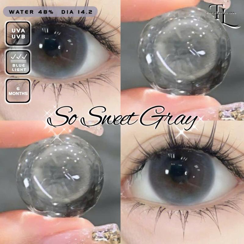 [HOT] 1 CẶP Kính Áp Tròng Màu Xám Khói So Sweet Gray, Lens Mắt Màu Xám Khói Tặng Khay Dụng Cụ Đeo - TILYEYES LENS