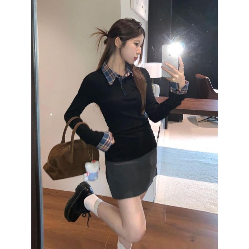  Áo Dài Tay Áo Cho Nữ Cổ Polo Thiết Kế Kẻ Sọc Hai Mảnh Ngọt Ngào Hàng Mới Về Mùa Thu Mỏng Vừa Vặn Hiệu Ứng Bó Sát Quần Áo Giấu Bụng 