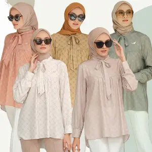 Mylady Tabina Top  baju muslim wanita Basic Cantik Kerah Motif Nyaman Panjang Atasan Dewasa Remaja