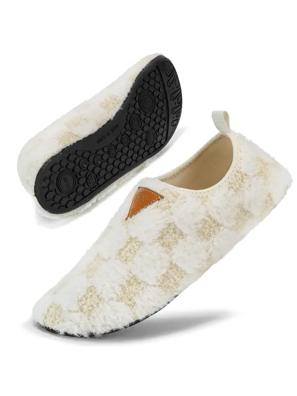 Women's Plaid Pattern Plush Slippers, Casual Soft Comfortable Home Slippers, Warm Slippers for Indoor & Outdoor Use for Women & Girls 4