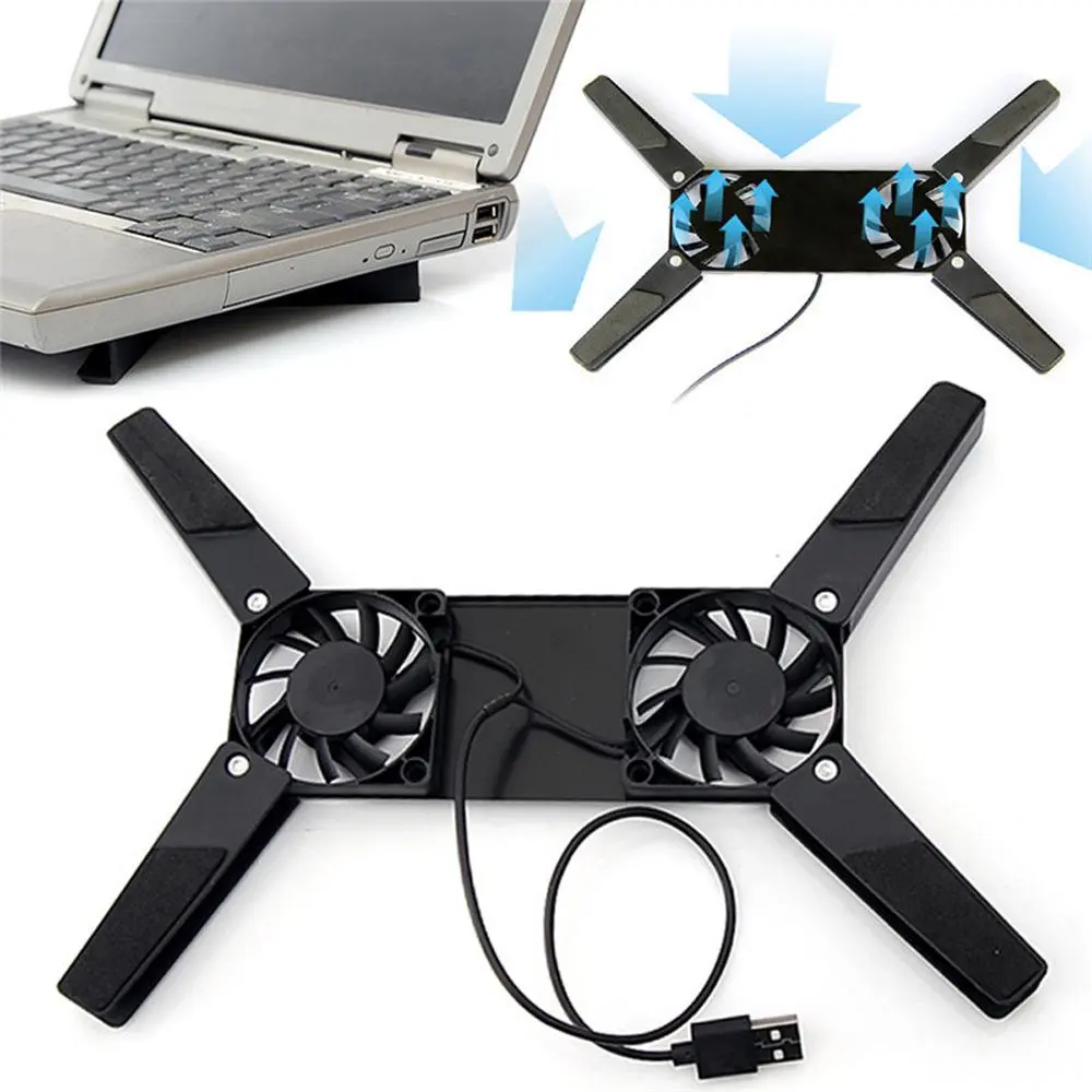 Cooling Pad Lipat Portable X Stand Dual Fan - 818 - Black