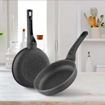 CHẢO ĐÁ NGUYÊN KHỐI SUNHOUSE đủ size, 18 - 20 - 24 - 26 - 28 - 30 cm, có chảo cạn và chảo sâu