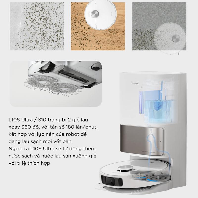 Robot Hút Bụi L10S Ultra SE - Tự Giặt Giẻ - Tự Đổ Rác - Tự Châm Nước Lau Sàn - Tự Nâng Hạ Giẻ - Sấy Giẻ Khí Nóng - Tự Cấp Xả Nước 5