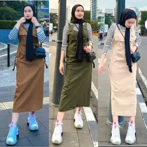 CC - Sonia Overall Rok Muslimah Style Twill Combed Strecth Sonya Over all Premium Jumpsuit Terbaru Model Kekinian Casual Simple Outfit Korean style Wanita Remaja Baju Kodok Kantong cargo