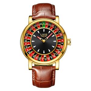 Đồng Hồ Nam Roulette, Xu Hướng Độc Đáo Cá Tính, Dạ Quang, Chống Thấm Nước, Dây Da, Đồng Hồ Đeo Tay Thạch Anh, Thời Trang Và Thanh Lịch, Phụ Kiện, Phát Hành Năm 2025, Châu Á Đông Nam
