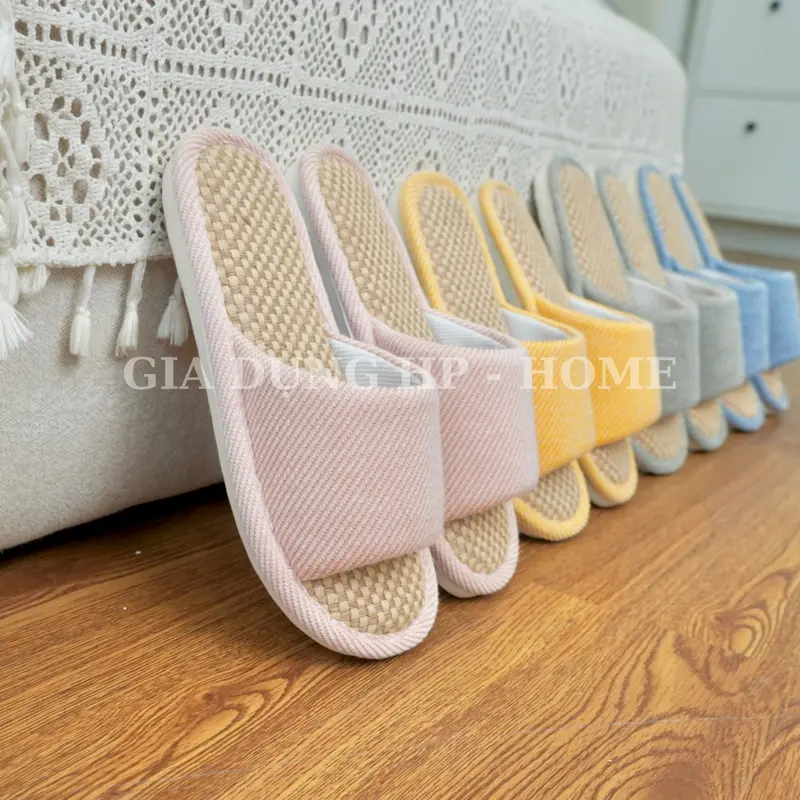 Dép BASIC Đế Cói Vải Lanh Đi Trong Nhà, Thiết Kế Đơn Giản và Sang Trọng, Đế Cao Su Non Chống Trơn Trượt, Đi Trong Nhà, Thích Hợp Cho Nam Nữ Và Cặp Đôi Gia Dụng HP HOME 8