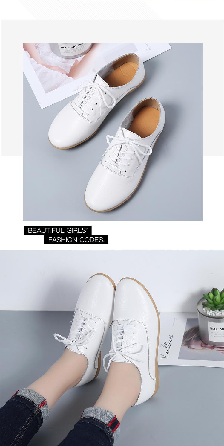 Product Introduction of Cheap Fashion Women Leather Shoes Comfortable Lace Up Ladies Office Shoes Pointed Toe Flats 21