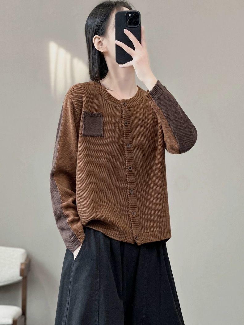 Product Introduction of Áo Len Dệt Kim Cho Nữ, Phong Cách Cổ Điển Chính Hãng, Màu Sắc Tương Phản, Ghép Nối, Cổ Thuyền Áo Cardigan Dệt Kim, Thanh Lịch Văn Học, Dễ Phối Đồ Và Mỏng, Áo Khoác, Thích Hợp Cho Phụ Nữ Cao Cấp Women Top Lưng Cao Cổ Tròn 4