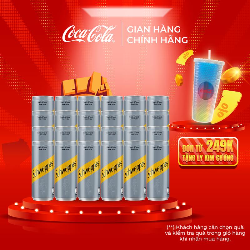 [Lốc 24 Nước giải khát Schweppes Nước Soda 320ml/Lon Sale 15.4-Cola Beverages VN