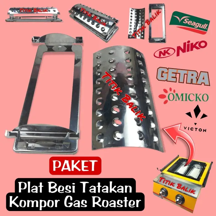 dudukan kaca dan plat bakar kompor panggang - paket dudukan dan plat bakar kompor sosis 0