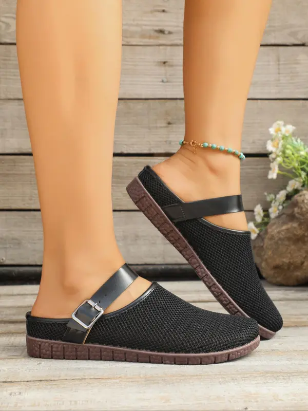 Women's Fashionable Mesh Breathable Slip on Sandals, Casual Comfortable Flat Sandals for Daily Wear, Lightweight Breathable Shoes for Women & Girls 4