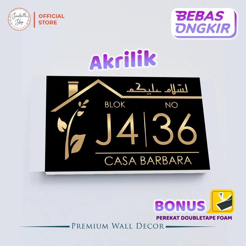 Custom Nomor Rumah Akrilik Papan Alamat Nomer Rumah Acrylic MNR62 2