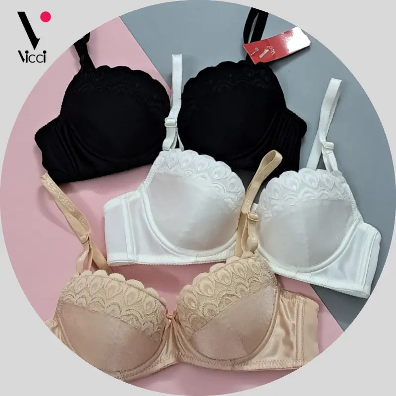 Áo lót nữ mỏng, có gọng Vicci AV.05 cúp xéo viền ren, không đệm mút, phù hợp cho phụ nữ có bầu ngực vừa và đầy đặn (Form nhỏ)
