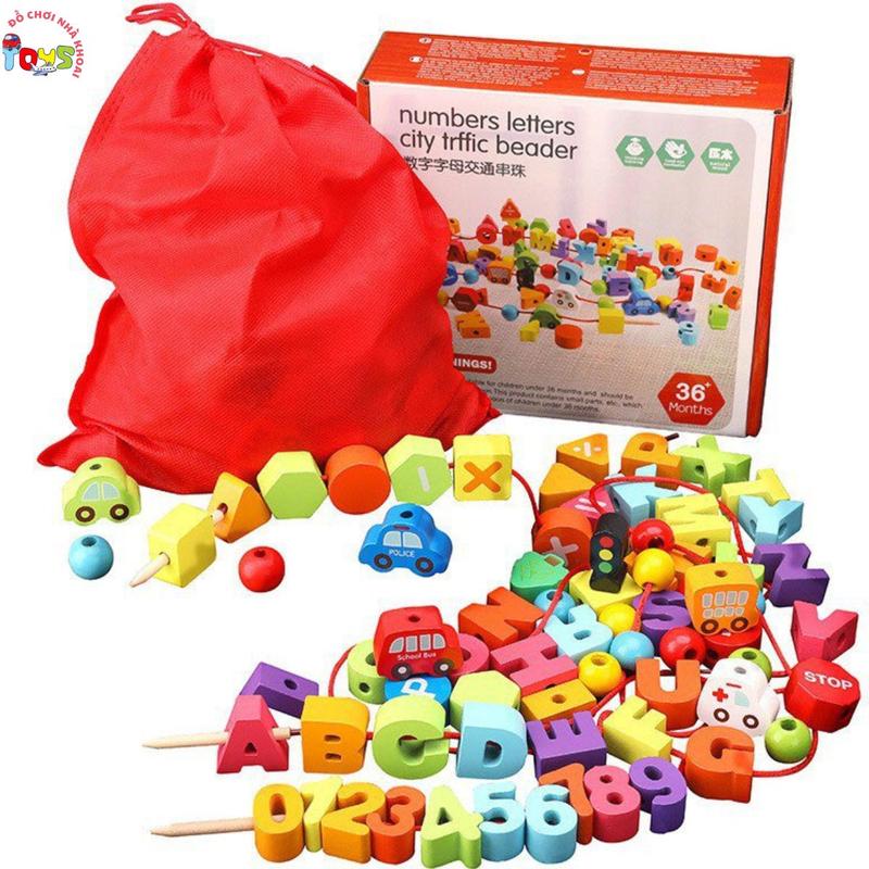Đồ Chơi Xâu Hạt Rèn Luyện Ngón Tay Xâu Hạt Vòng Bằng Gỗ Loại To 75 Chi Tiết Giúp Bé Phát Triển Kỹ Năng Rèn Luyện Sự Khéo Léo Cho Bé