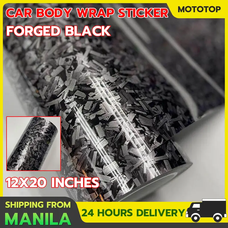 【24 Hours Delivery】12*60 inches FORGED CARBON BLACK STICKER WRAP FOR CAR/MC  High Quality Philippine Stock