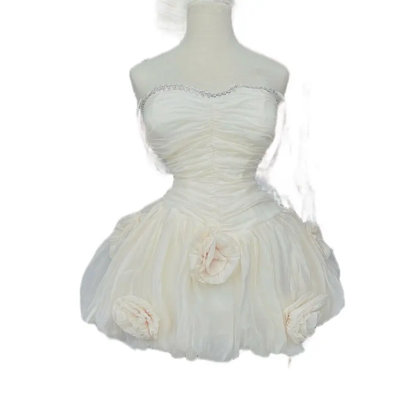 Đầm xòe 2 dây nữ đính hoa đi tiệc sang chảnh đính đá Lolystore dress women 1
