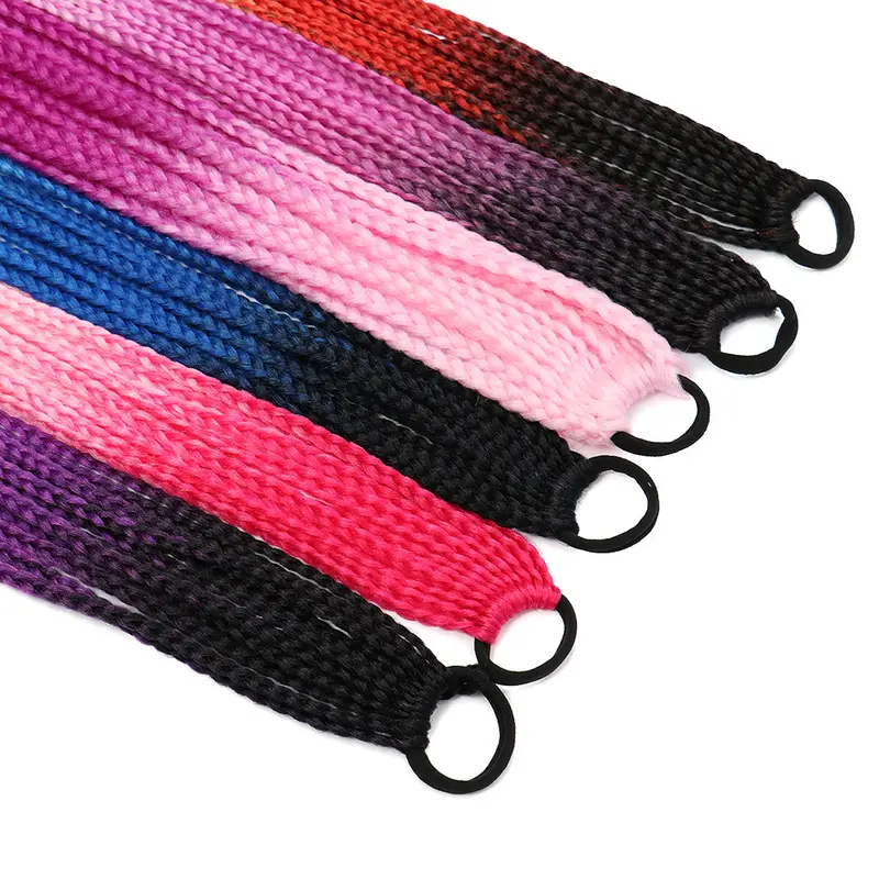 Wig Kepang Warna Gradasi Dengan Kepang Panjang Wig Kepang Wanita Tiruan Gaya Strap-On, Aksesori Rambut 60 CM Pertunjukan Panggung Cocok Untuk Dewasa Dan Anak-Anak 0