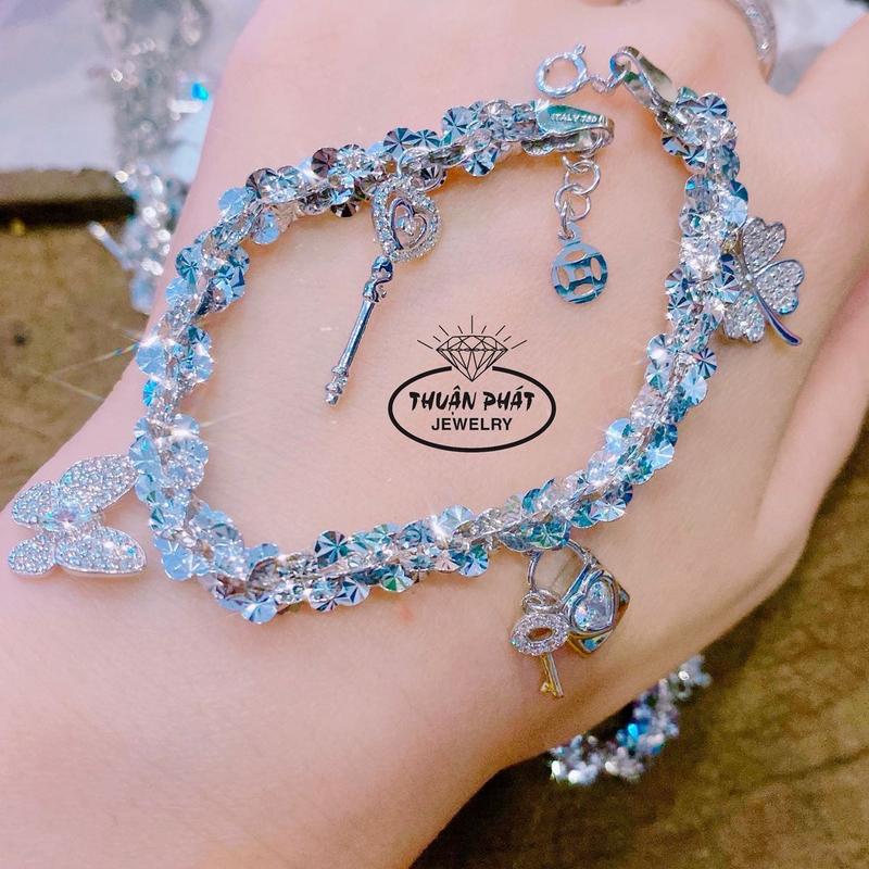 Phụ Kiện Lắc Tay Nữ L054 Charm Tòn Ten 4 Món Đeo Tay Sang Trọng Trang Sức Bạc Ý Xi Bạch Kim - Bạc Thuận Phát 3