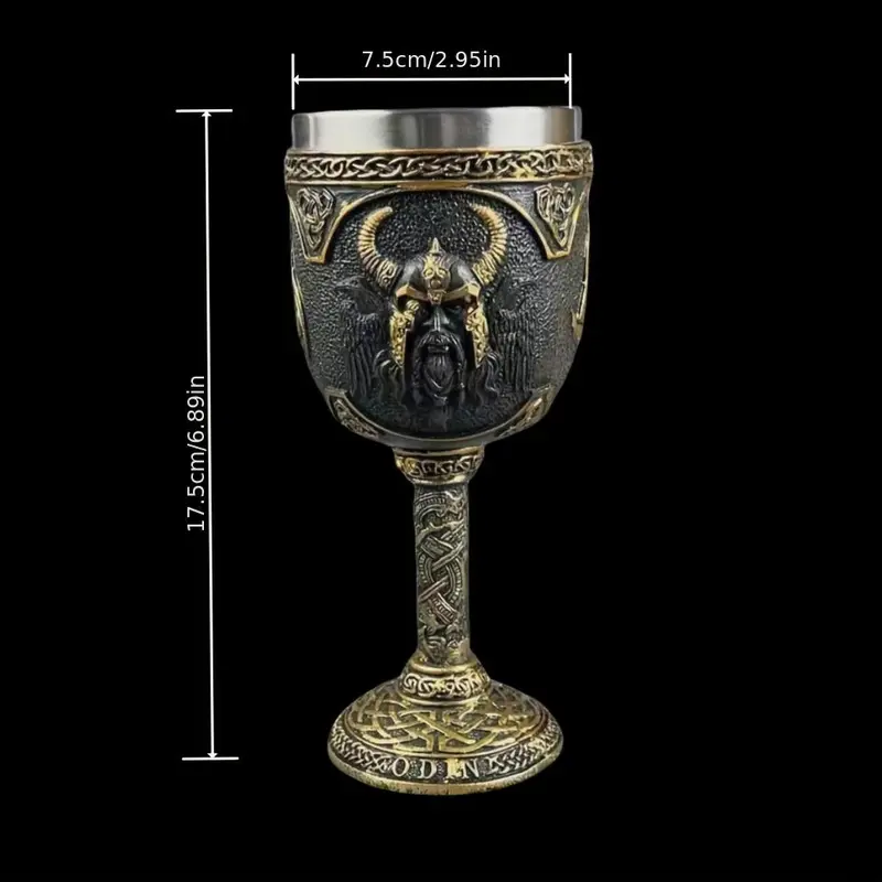 Vintage Viking Cup, 1 Count Stainless Steel Resin Cup, Creative Drinking Cup for Home Office Use, Gift for Men, Party Supplies 1
