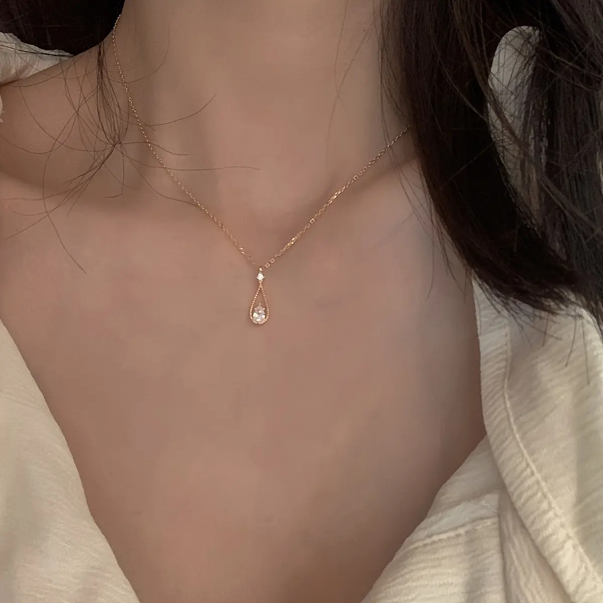 Vòng Cổ Hình Giọt Nước, Phong Cách Pháp, Zircon Dát Siêu Thanh Lịch, Dây Chuyền Xương Đòn Học Sinh Nữ, Phong Cách Ngầu Ins, Dành Cho Nữ