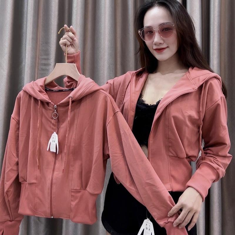 QUỲNH NHI - Áo khoác lửng dơi nón siêu to, vải thun da cá cotton mềm mịn dày vừa, chống nắng, có túi trong