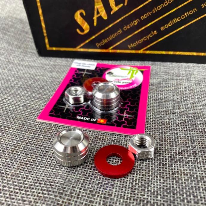 Bộ tán chụp ốc chỉnh nồi Salaya 8ly cho Dòng Xe WAVE, DREAM, FUTURE ,SIRIUS XC - Phụ tùng Inox 304 không ghỉ