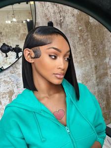 Lace Front Human Hair Wigs, Natural Look Short Straight Wigs for Women, Gorgeous Fluffy Wigs with Baby Hair Design, Human Hair Wigs for Party, Daily Use