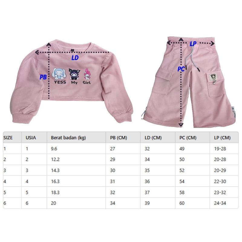 Product Introduction of Masyken Setelan Sweater Anak Perempuan Crop Top Usia 1-6 Tahun Bayi Parsel TPE Beige 3