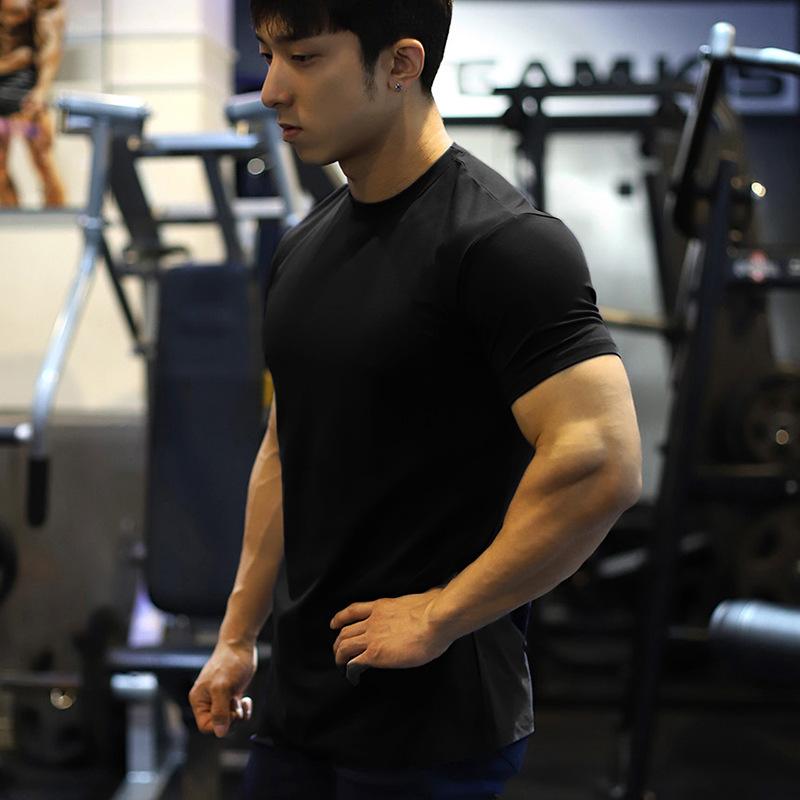 Product Introduction of 1Pcs Men's Summer Solid Color Slim Fit Elastic Loose Sports Short Sleeve 13
