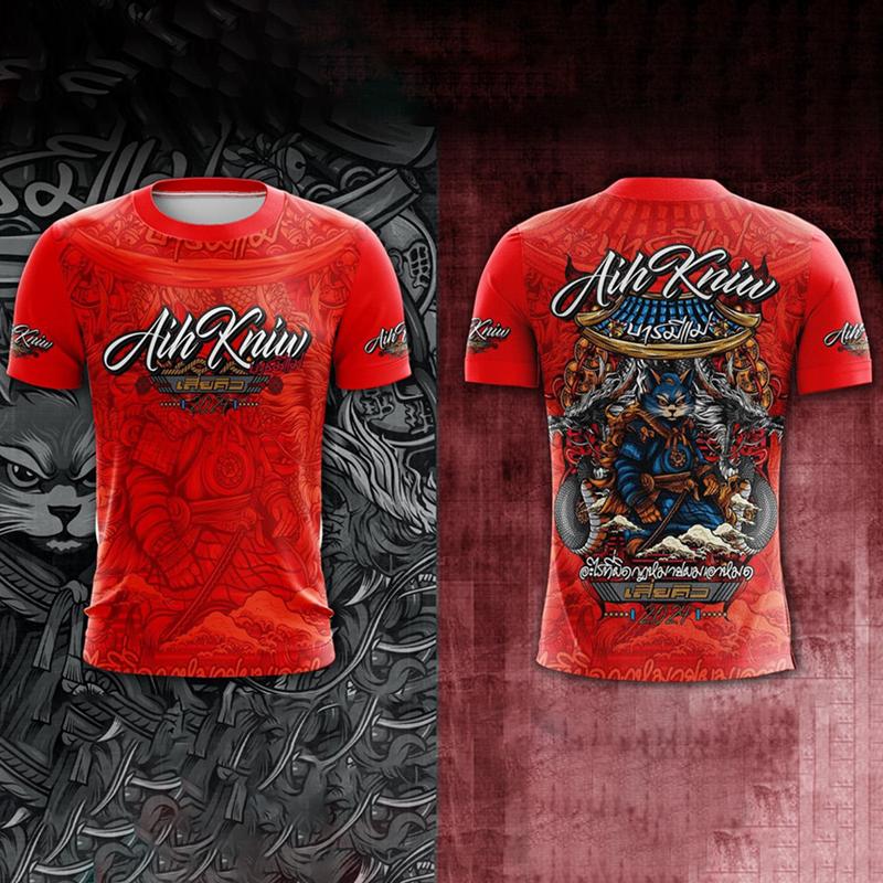 Product Introduction of Men's Casual T-Shirts 3d Printing Clothing Red Shirt Short Sleeve Large Size Round Neck T-Shirt Male Outdoor Sports Fitness T-Shirt 10