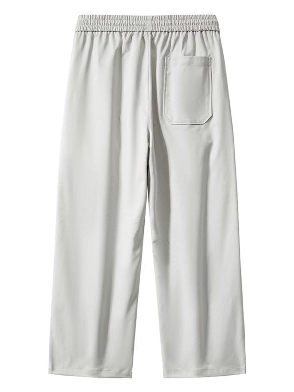 Men's Solid Zipper Fly Pants, Regular Fit Casual Comfy Straight Leg Trousers for Spring & Fall, Woven Bottoms for Men, Beige 5