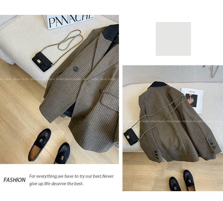 Product Introduction of Áo Blazer Len, Họa Tiết Răng Nanh Dành Cho Nữ, Hàng Mới Về 2024, Phong Cách Hàn Quốc, Dày Dặn, Cổ Điển, Dáng Rộng Vừa Vặn, Áo Âu Phục 4