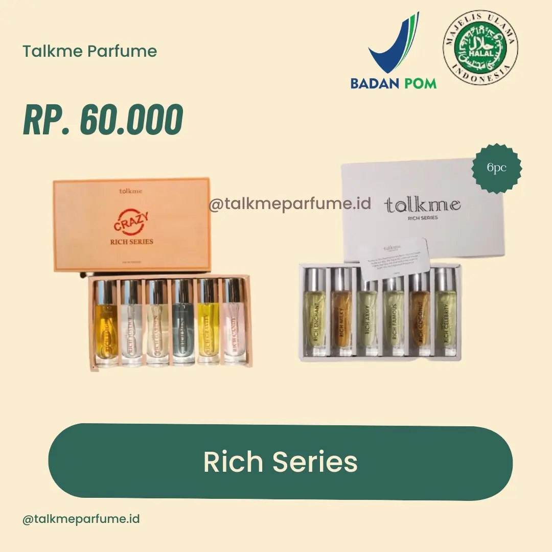 Talkme Rich Series & Crazy Rich Series 30ml Eau De Toulette (Isi 6pc) Parfume Perfume Wangi