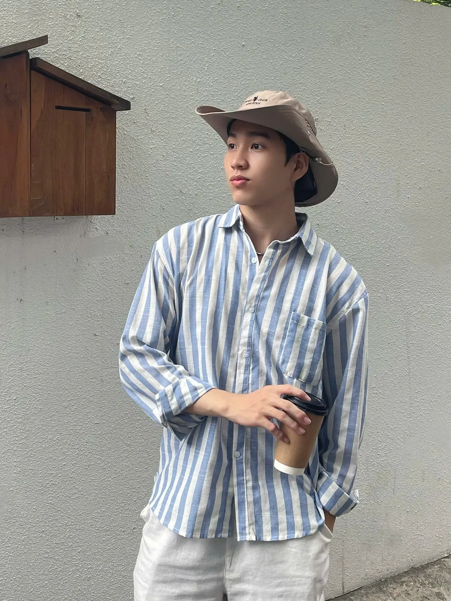 Áo sơ mi kẻ sọc vừa ZAAGAT chất liệu linen form rộng-SCATCHED LINEN SHIRT