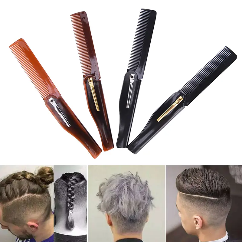 Lược Chải Tóc Có Thể Gập Lại, Kẹp Bỏ Túi, Dụng Cụ Tạo Kiểu Tóc, Lược Râu, 1 Cái 1