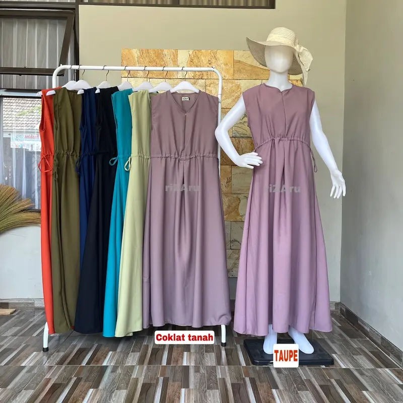 Inner dress Kutung gamis tanpa lengan kerut tali by riZAru 2